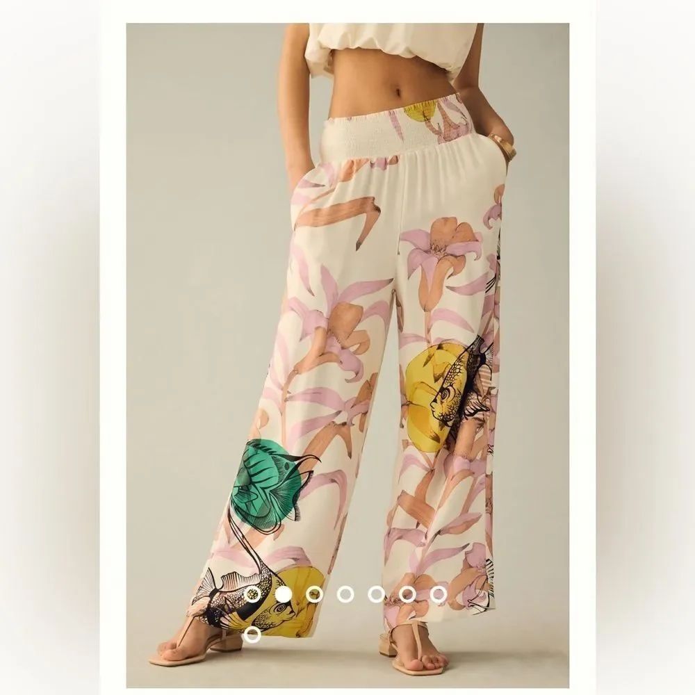 Pia Binazzi Graphic Floral Wide-Leg Pants
